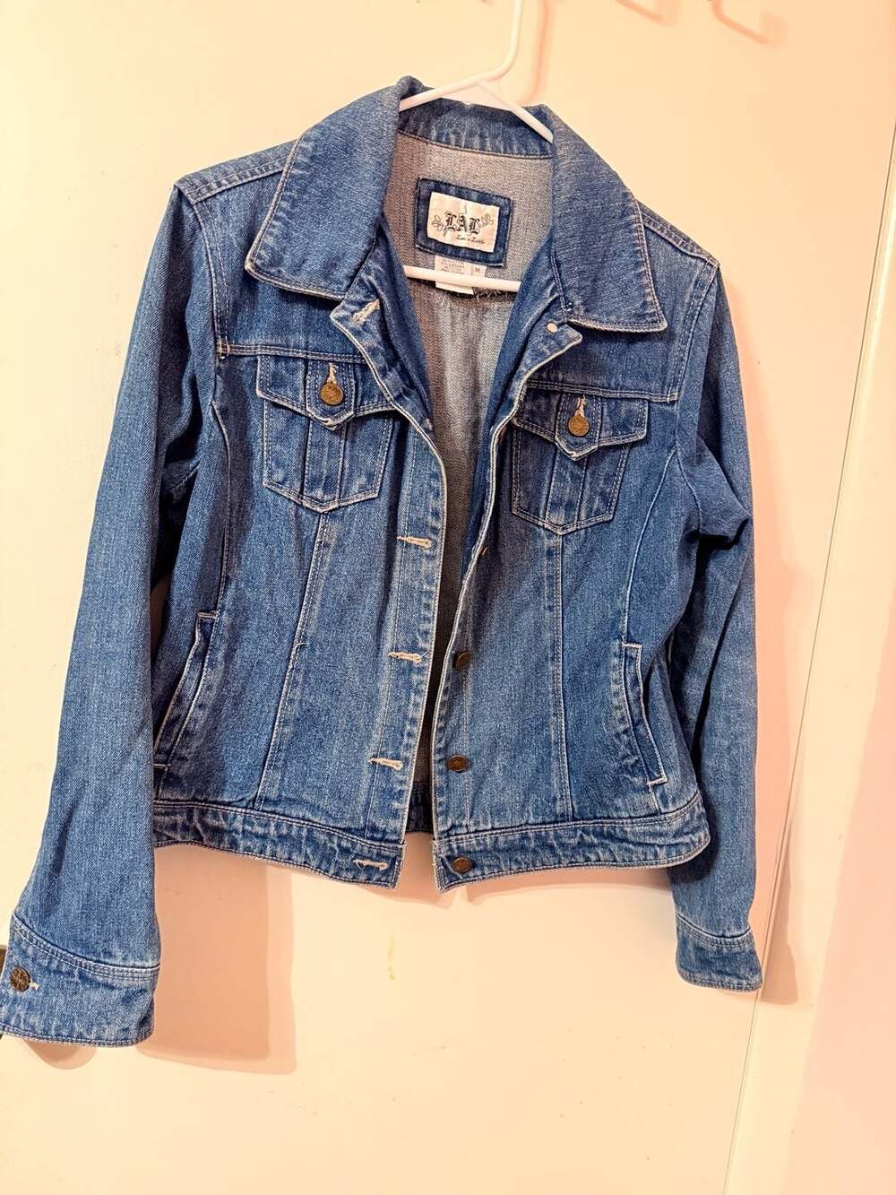 Live A Little (LAL) Classic Blue Denim Jean Jacket, Size Medium